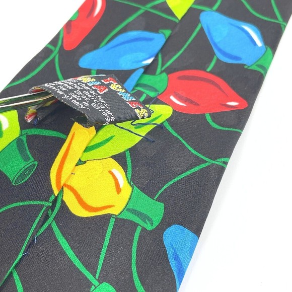 VTG 1994 Looney Tunes Mania Looney Tunes Characters in Christmas Lights Necktie - Picture 6 of 8